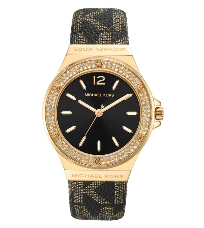 Michael Kors Lennox Three Hand Black Dial Black Leather Strap Watch For Women - MK7307 Buy Now By Michael Kors