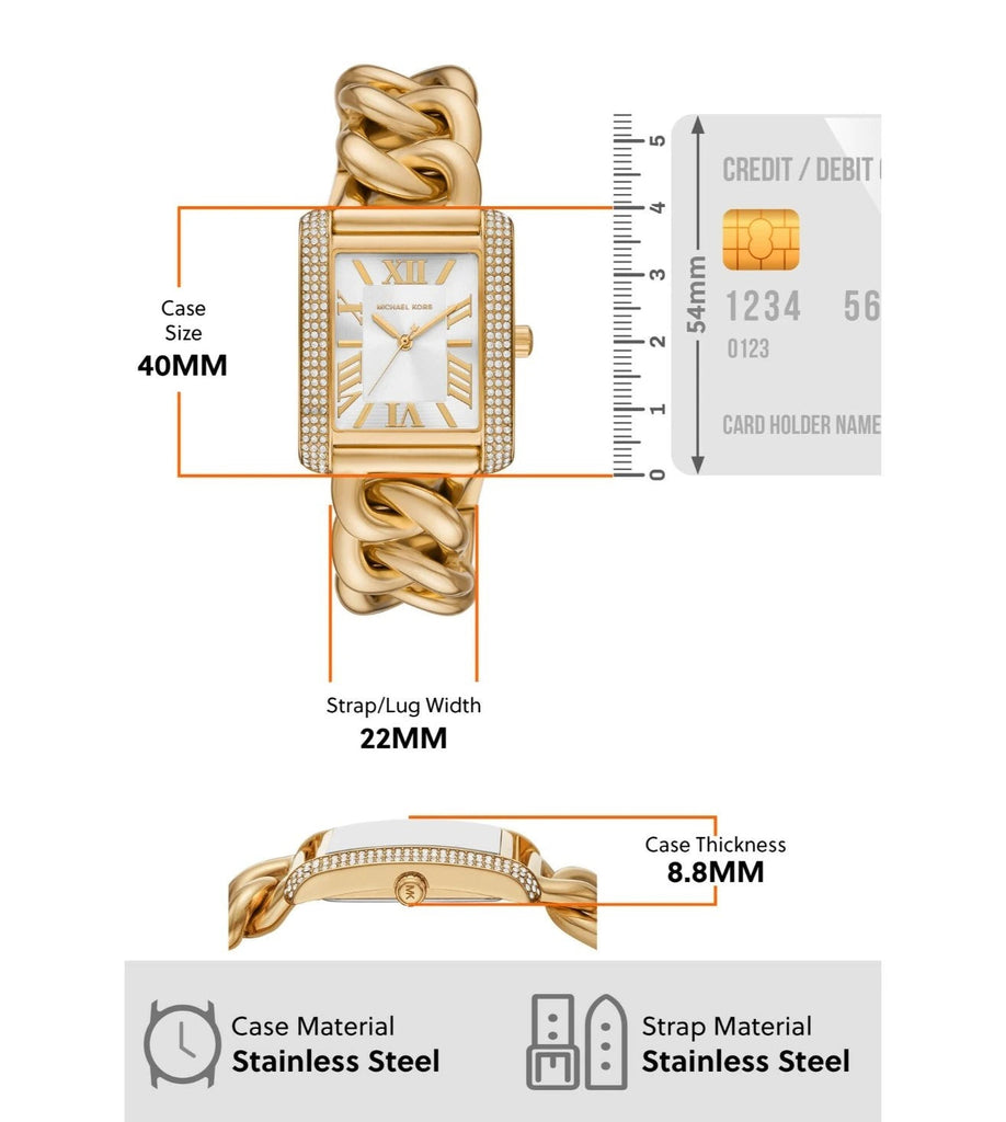 Michael Kors Emery Three Hand Silver Dial Gold Steel Strap Watch For Women - Mk7300 Buy Now By Michael Kors