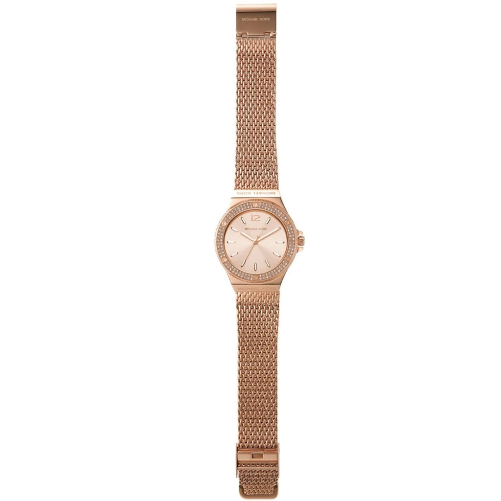 Michael Kors Lennox Three Hand Rose Gold Dial Rose Gold Mesh Strap Watch For Women - MK7336 Buy Now By Michael Kors