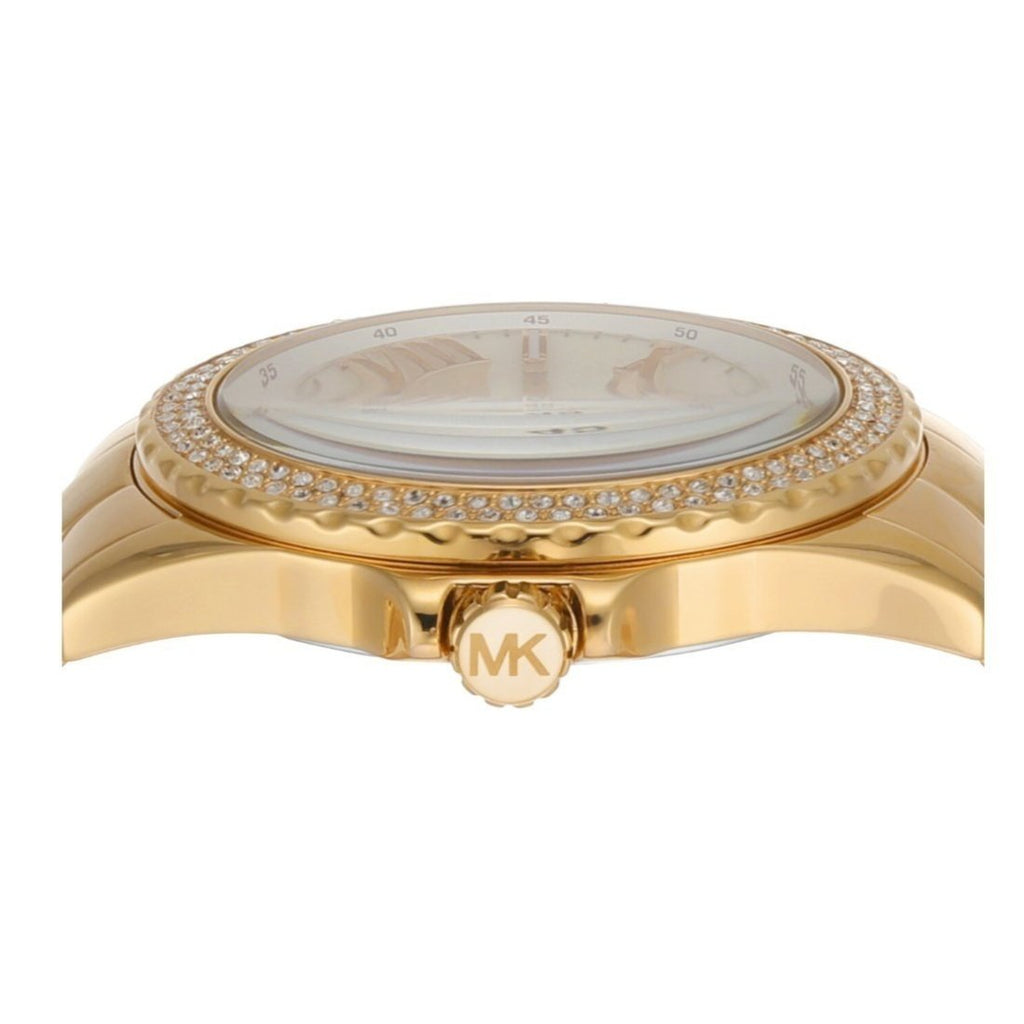 Michael Kors Everest Three-Hand Mother of Pearl White Dial Gold Steel Strap Watch For Women - MK7363 Buy Now By Michael Kors