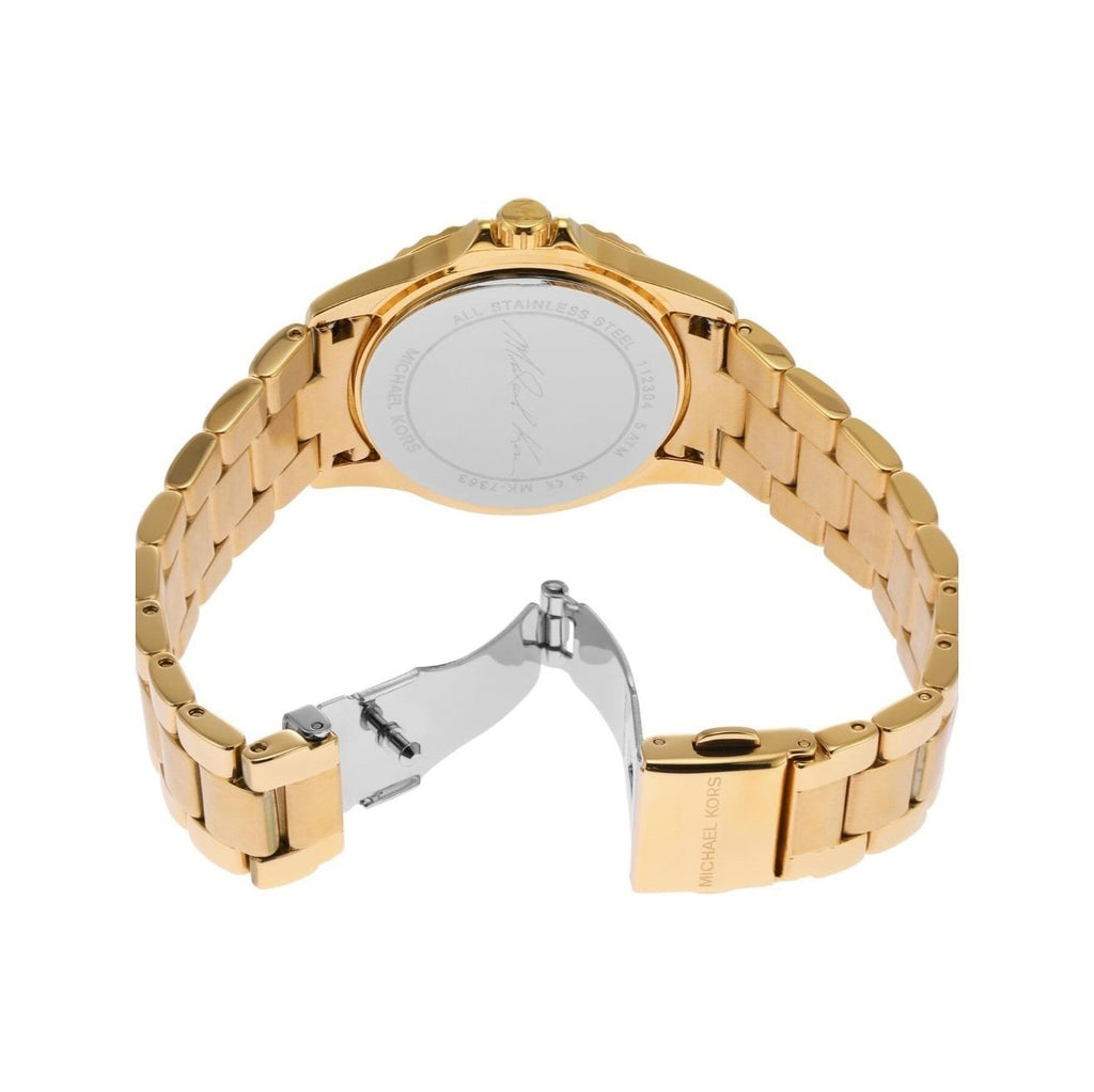 Michael Kors Everest Three-Hand Mother of Pearl White Dial Gold Steel Strap Watch For Women - MK7363 Buy Now By Michael Kors