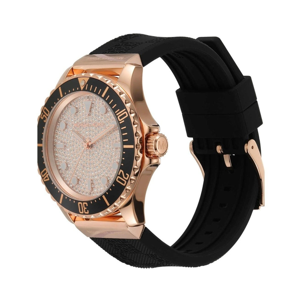 Michael Kors Everest Analog Rose Gold Dial Black Silicone Strap Watch For Women - MK7358 Buy Now By Michael Kors