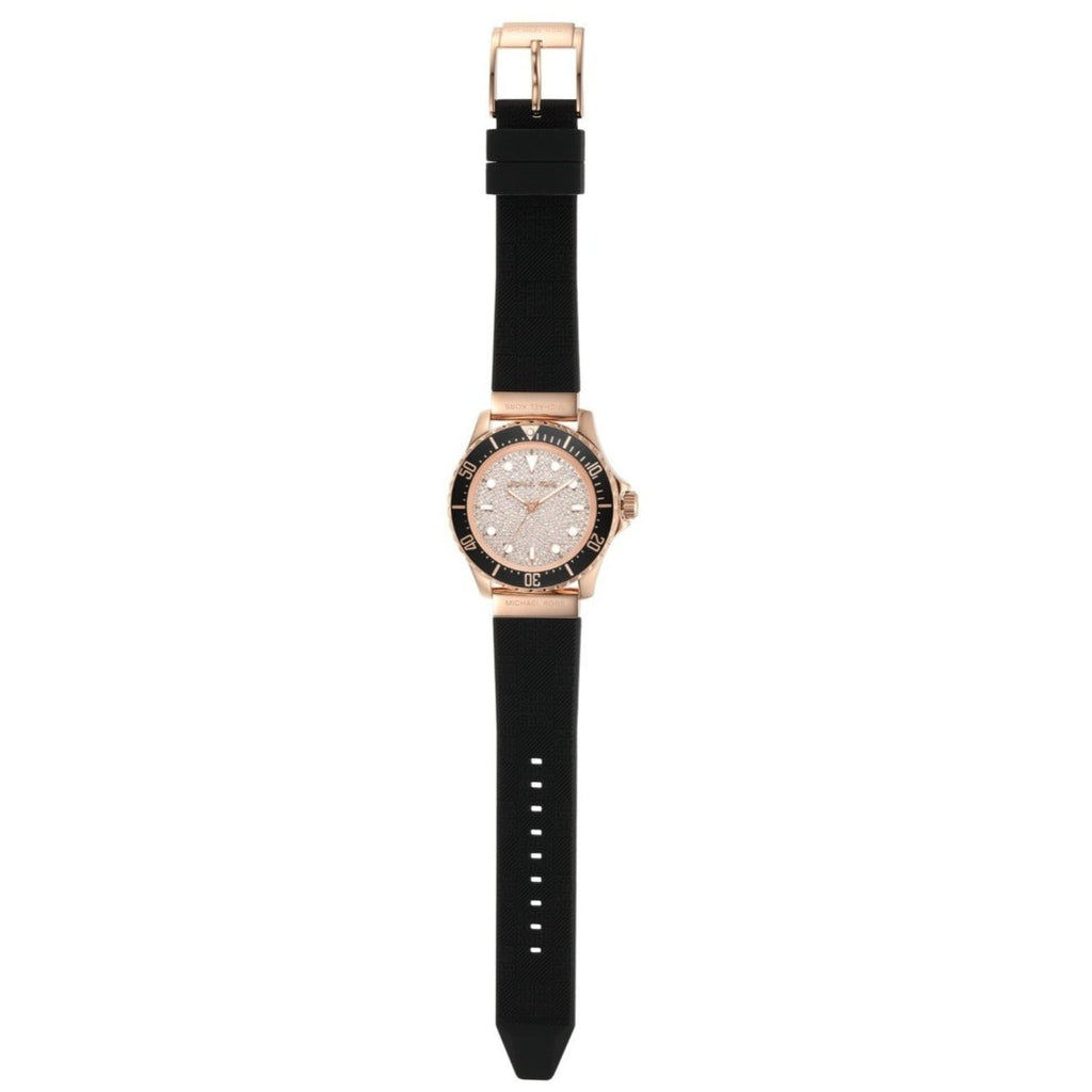 Michael Kors Everest Analog Rose Gold Dial Black Silicone Strap Watch For Women - MK7358 Buy Now By Michael Kors