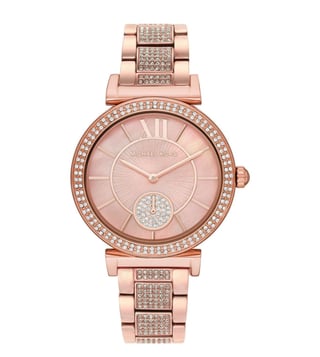 Michael Kors Abbey Three-Hand Analog Crystals Rose Gold Dial Rose Gold Steel Strap Watch for Women - MK4617 Buy Now By Michael Kors
