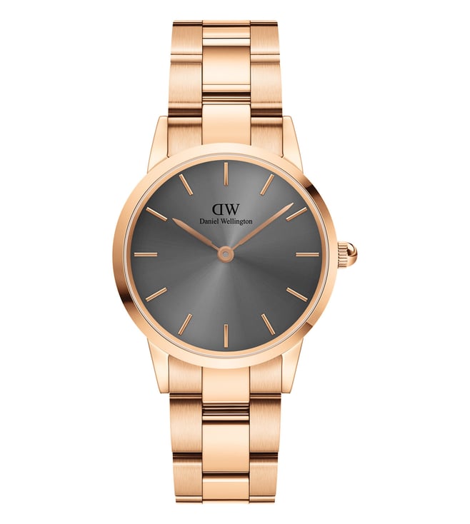 Daniel Wellington Iconic Link Grey Dial Rose Gold Steel Strap Watch For Women - DW00100332 Buy Now By Daniel Wellington