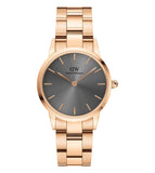Daniel Wellington Iconic Link Grey Dial Rose Gold Steel Strap Watch For Women - DW00100332 Buy Now By Daniel Wellington