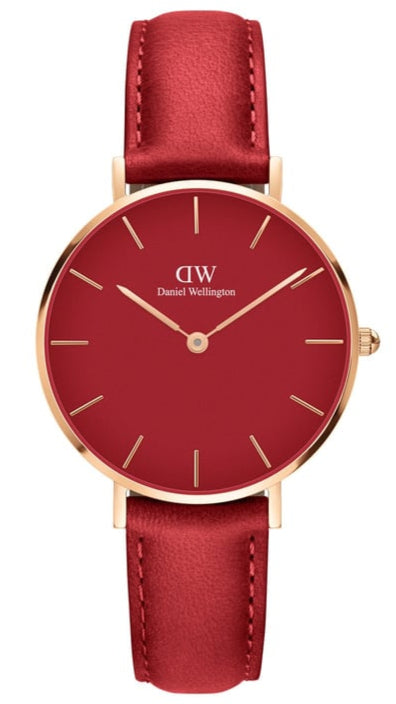 Daniel Wellington Petite Suffolk Red Dial Red Leather Strap Watch For Women - DW00100404 Buy Now By Daniel Wellington