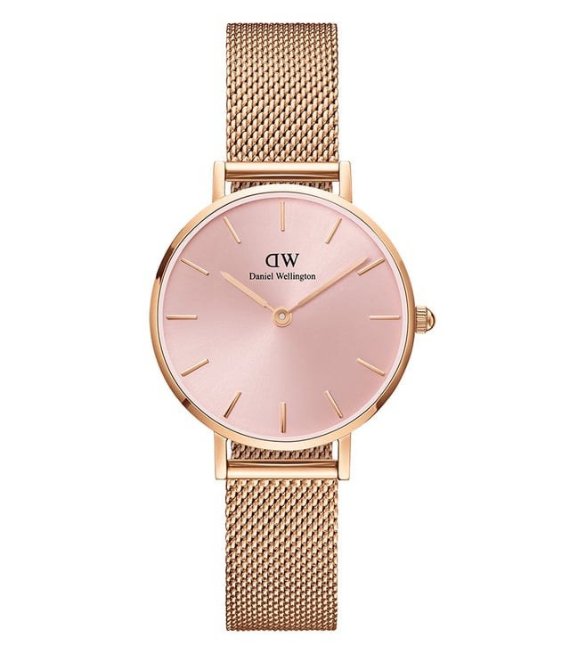 Daniel Wellington Petite Melrose Pink Dial Rose Gold Mesh Strap Watch For Women - DW00100368 Buy Now By Daniel Wellington