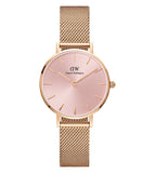 Daniel Wellington Petite Melrose Pink Dial Rose Gold Mesh Strap Watch For Women - DW00100368 Buy Now By Daniel Wellington