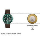 Hugo Boss Troper Chronograph Green Dial Brown Leather Strap Watch For Men - 1514098 Buy Now By Hugo Boss