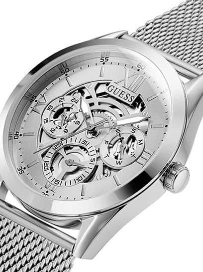 Guess Tailor Multifunction Silver Dial Silver Mesh Bracelet Watch for Men - GW0368G1 Buy Now By Guess