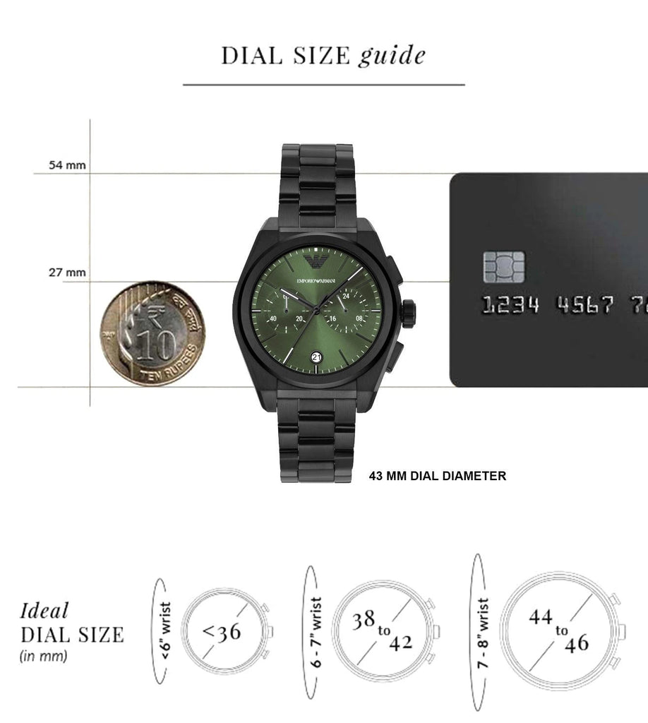 Emporio Armani Federico Chronograph Green Dial Black Steel Strap Watch For Men - AR11562 Buy Now By Emporio Armani