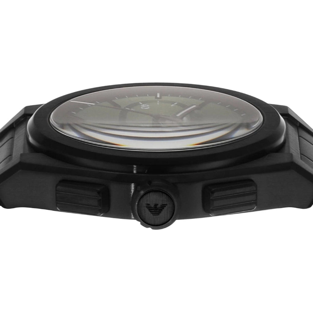 Emporio Armani Federico Chronograph Green Dial Black Steel Strap Watch For Men - AR11562 Buy Now By Emporio Armani