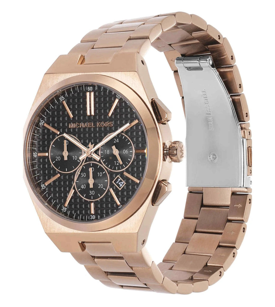 Michael Kors Lennox Chronograph Black Dial Rose Gold Steel Strap Watch For Men - MK9119 Buy Now By Michael Kors