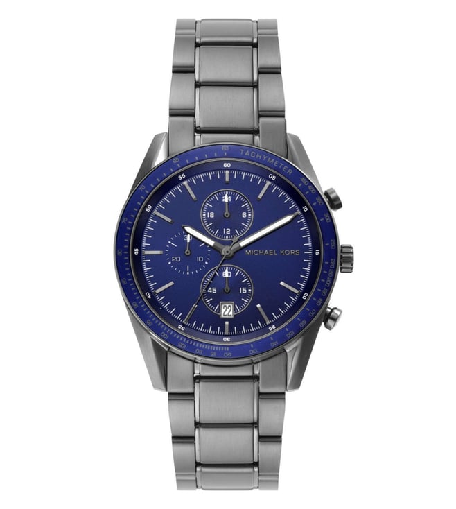 Michael Kors Accelerator Chronograph Blue Dial Grey Steel Strap Watch For Men - MK9111 Buy Now By Michael Kors