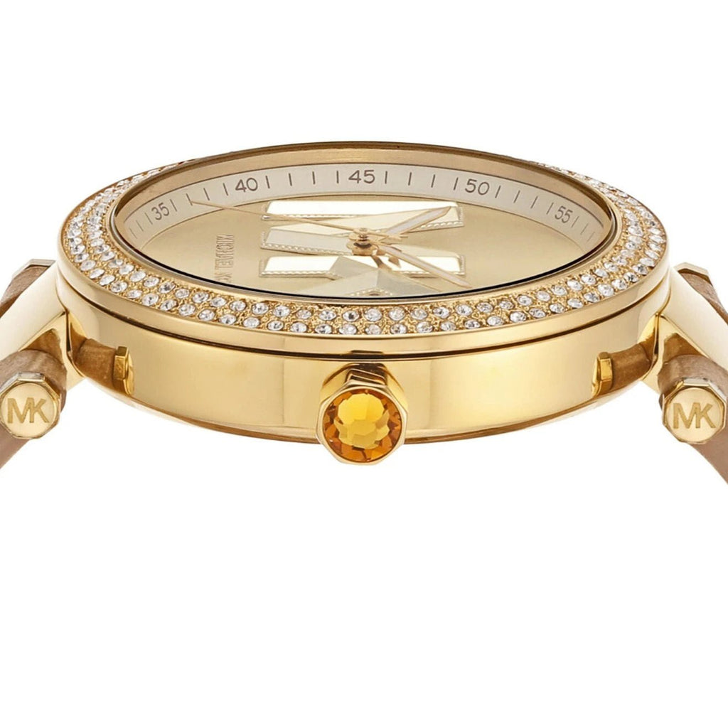Michael Kors Parker Three-Hand Gold Dial Brown Leather Strap Watch For Women - MK4725 Buy Now By Michael Kors
