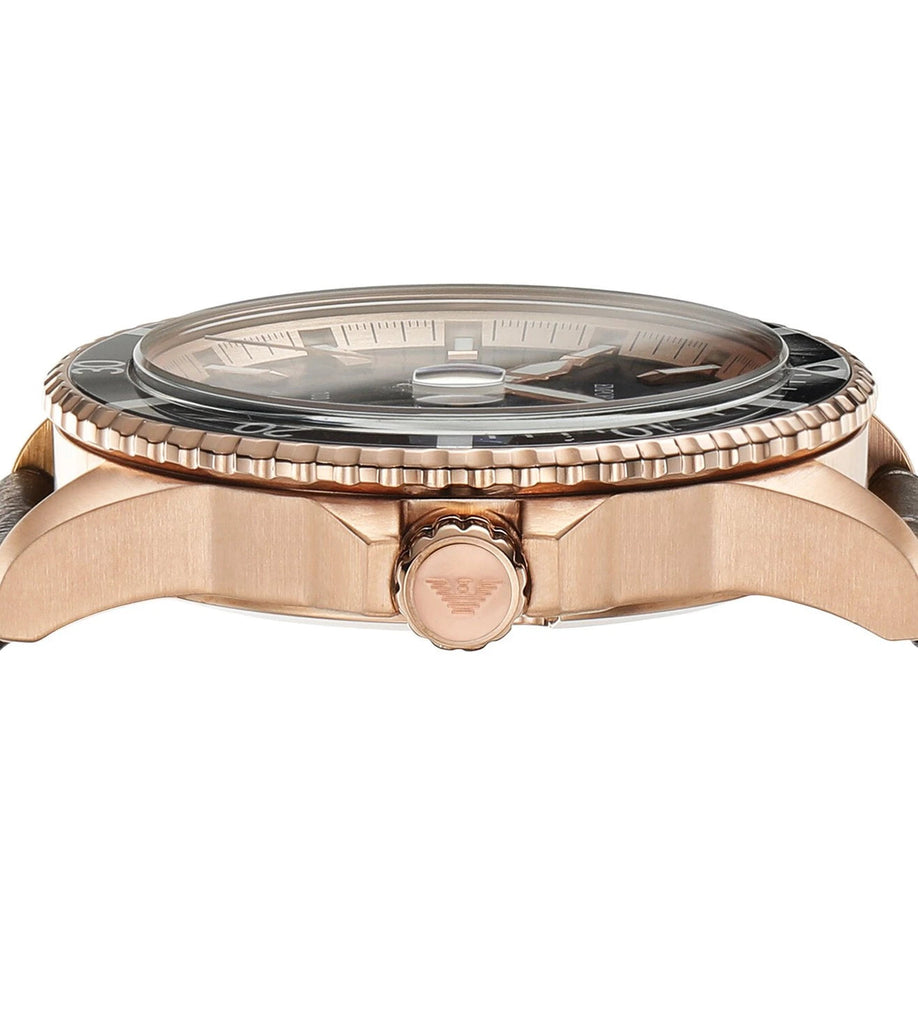 Emporio Armani Pro Planet Three Hand Date Blue Dial Brown Leather Strap Watch For Men - AR11556 Buy Now By Emporio Armani