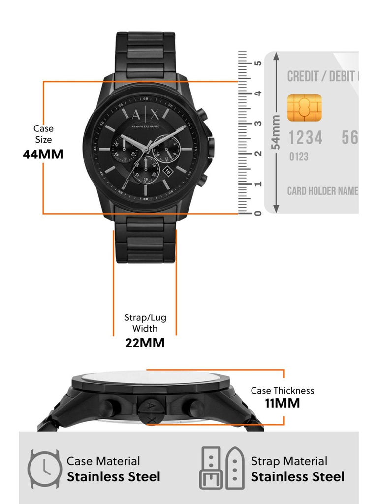 Armani Exchange Drexler Chronograph Black Dial Black Steel Strap Watch For Men - AX2639 Buy Now By Armani Exchange