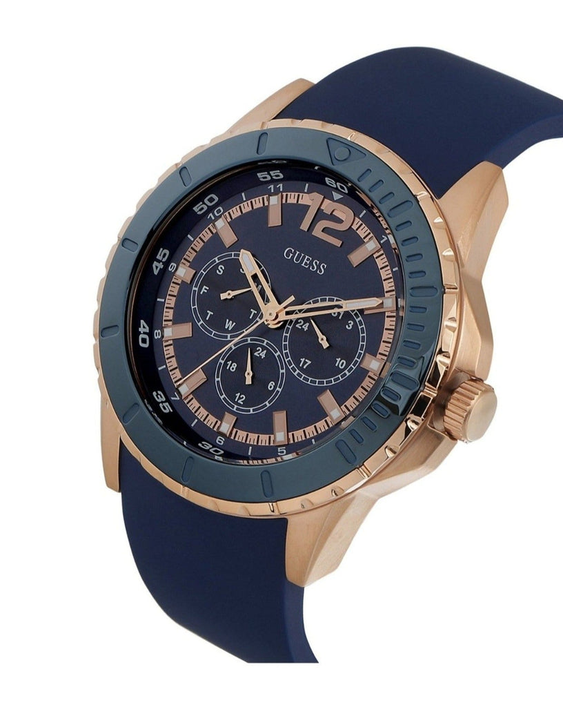 Guess Maverick Blue Dial Blue Rubber Strap Watch for Men - W0485G1 Buy Now By Guess