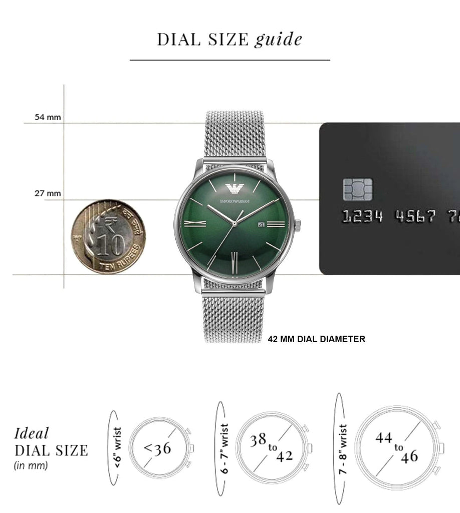 Emporio Armani Minimalist Quartz Green Dial Silver Mesh Bracelet Watch For Men - AR11578 Buy Now By Emporio Armani