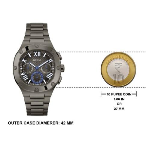 Guess Headliner Quartz Black Dial Grey Steel Strap Watch For Men - GW0572G5 Buy Now By Guess