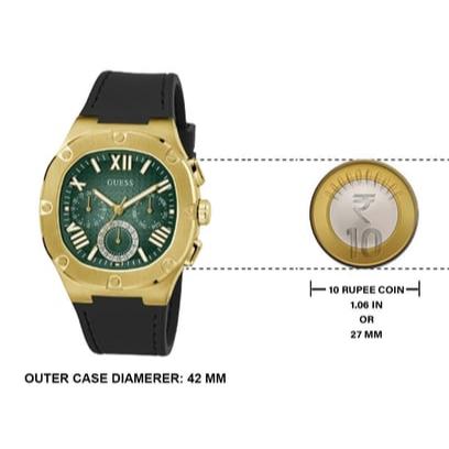 Guess Headliner Multifunction Green Dial Black Silicone Strap Watch For Men - GW0571G3 Buy Now By Guess