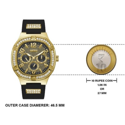 Guess Duke Crystals Black Dial Black Silicone Strap Watch For Men - GW0641G2 Buy Now By Guess