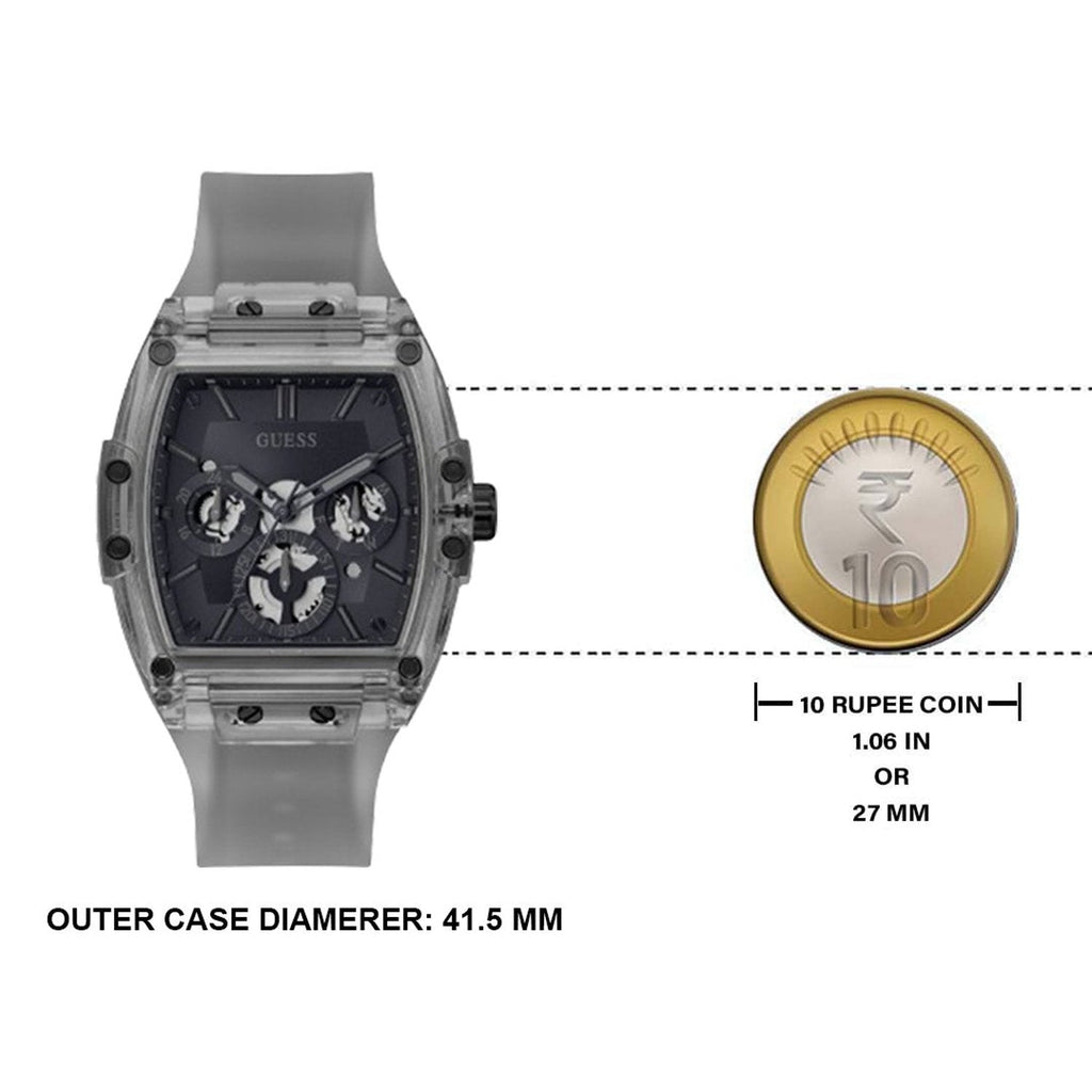 Guess Phoenix Multifunction Black Dial Grey Silicone Strap Watch For Men - GW0203G9 Buy Now By Guess