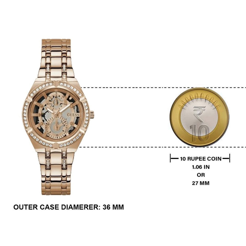 Guess Allara Quartz Rose Gold Dial Rose Gold Steel Strap Watch For Women - GW0604L3 Buy Now By Guess