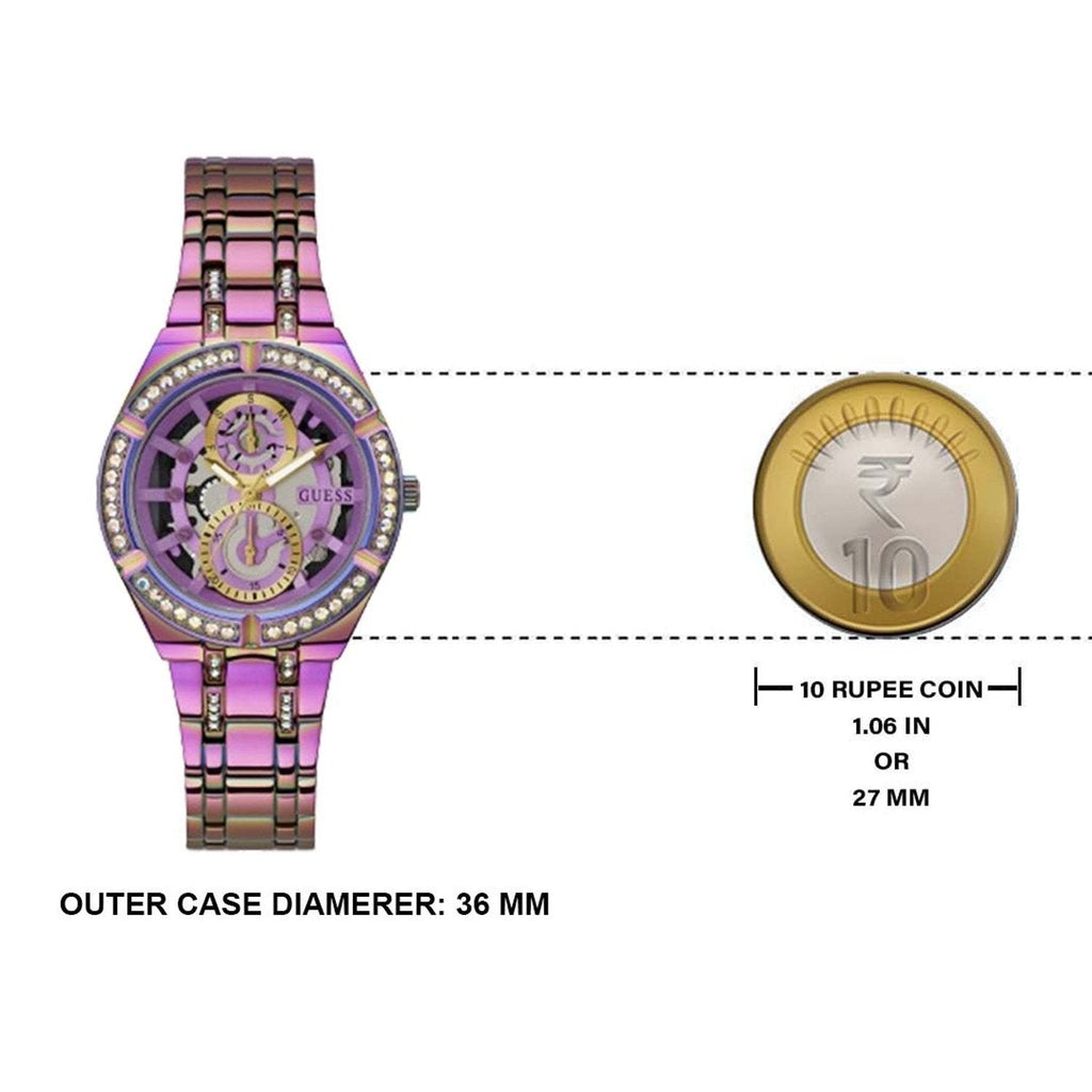 Guess Allara Quartz Purple Dial Purple Steel Strap Watch For Women - GW0604L4 Buy Now By Guess