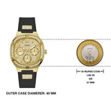 Guess Duchess Crystals Gold Dial Black Silicon Strap Watch For Women - GW0619L2 Buy Now By Guess