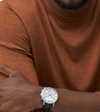 Fossil Neutra Chronograph White Dial Black Leather Strap Watch for Men - FS6023 Buy Now By Fossil