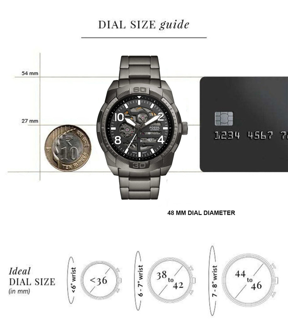Fossil Bronson Automatic Skeleton Black Dial Grey Steel Strap Watch for Men - ME3255 Buy Now By Fossil