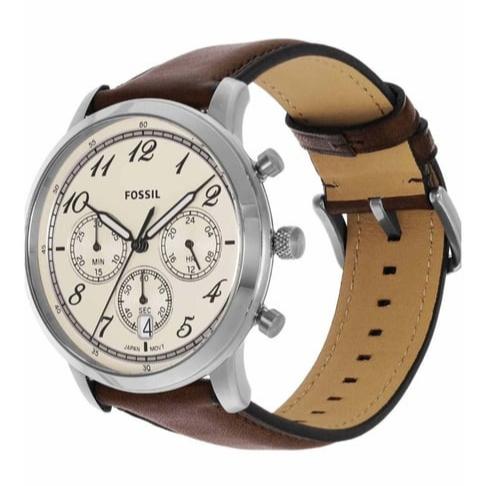 Fossil Neutra Chronograph White Dial Brown Leather Strap Watch for Men - FS6022 Buy Now By Fossil