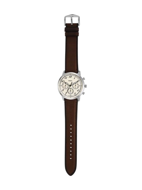Fossil Neutra Chronograph White Dial Brown Leather Strap Watch for Men - FS6022 Buy Now By Fossil