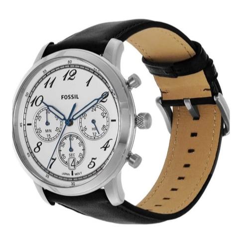 Fossil Neutra Chronograph White Dial Black Leather Strap Watch for Men - FS6023 Buy Now By Fossil
