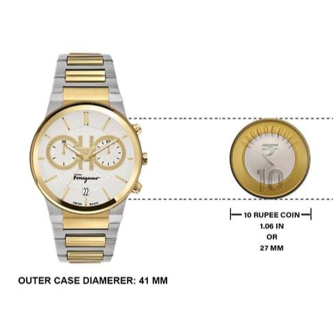 Salvatore Ferragamo F-80 Classic White Dial Two Tone Steel Strap Watch for Men - SFME00821 Buy Now By Salvatore Ferragamo