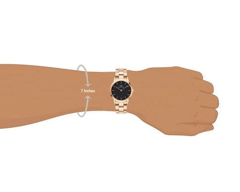 Daniel Wellington Iconic Link Black Dial Rose Gold Steel Strap Watch for Women - DW00100210