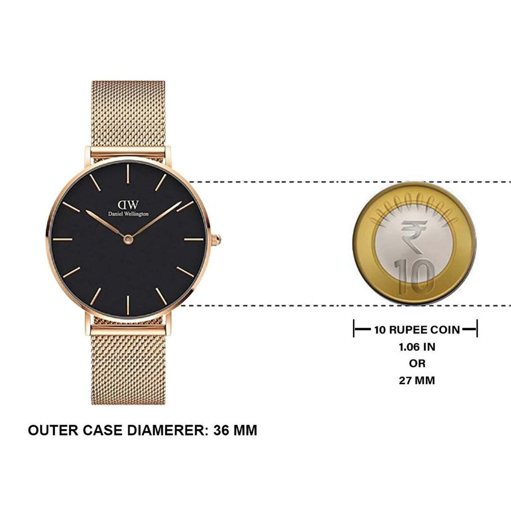 Daniel Wellington Petite Melrose Black Dial Rose Gold Mesh Strap Watch For Women - DW00100303 Buy Now By Daniel Wellington