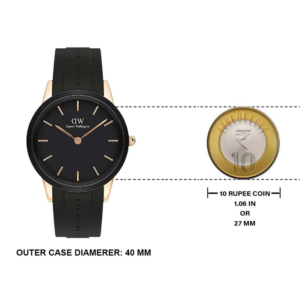 Daniel Wellington Iconic Motion Black Dial Rubber Strap Watch For Women - DW00100426