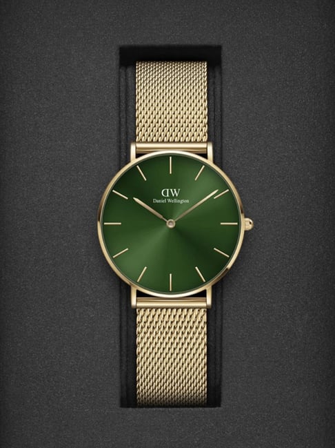 Daniel Wellington Petite Emerald Green Dial Gold Mesh Strap Watch For Women - DW00100481 Buy Now By Daniel Wellington