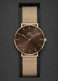 Daniel Wellington Petite Amber Brown Dial Rose Gold Mesh Strap Watch for Women - DW00100478 Buy Now By Daniel Wellington