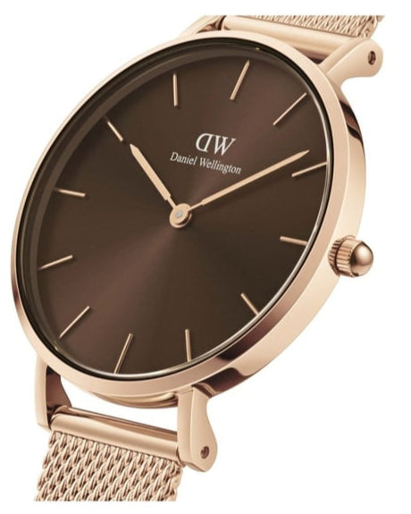 Daniel Wellington Petite Amber Brown Dial Rose Gold Mesh Strap Watch for Women - DW00100478 Buy Now By Daniel Wellington