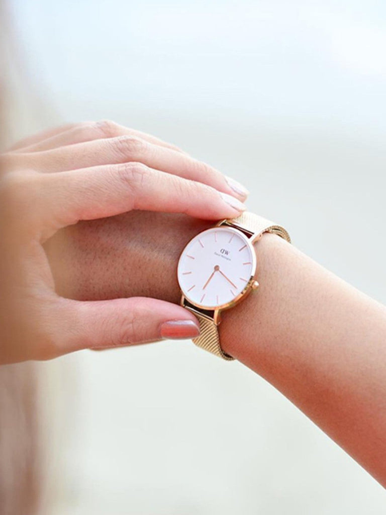 Daniel Wellington Classic Petite Melrose White Dial Rose Gold Mesh Bracelet Watch For Women - DW00100163 Buy Now By Daniel Wellington