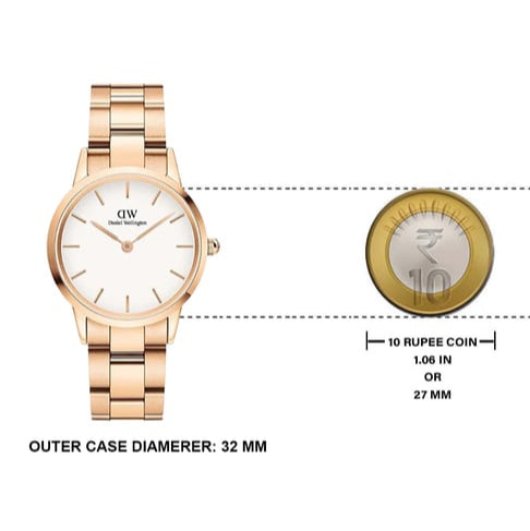 Daniel Wellington Iconic Link White Dial Rose Gold Steel Strap Watch For Women - DW00100211 Buy Now By Daniel Wellington