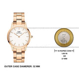 Daniel Wellington Iconic Link White Dial Rose Gold Steel Strap Watch For Women - DW00100211 Buy Now By Daniel Wellington