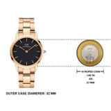 Daniel Wellington Iconic Link Black Dial Rose Gold Steel Strap Watch for Women - DW00100212 Buy Now By Daniel Wellington