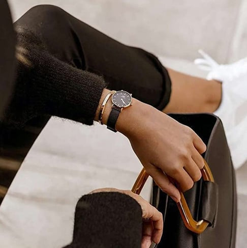 Daniel Wellington Petite Ashfield Black Dial Black Mesh Strap Watch For Women - DW00100245