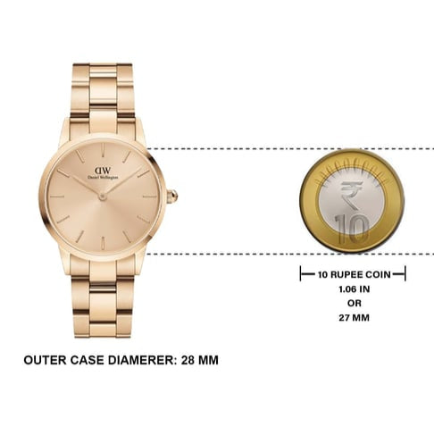 Daniel Wellington Iconic Link Unitone Rose Gold Dial Rose Gold Steel Strap Watch For Women - DW00100401 Buy Now By Daniel Wellington