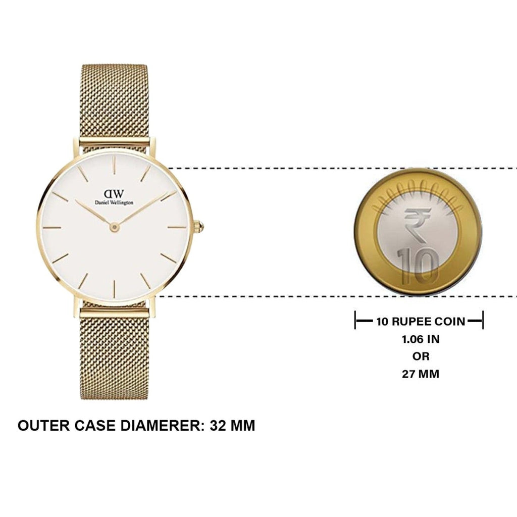 Daniel Wellington Classic Petite White Dial Gold Mesh Bracelet Watch For Women - DW00100348 Buy Now By Daniel Wellington